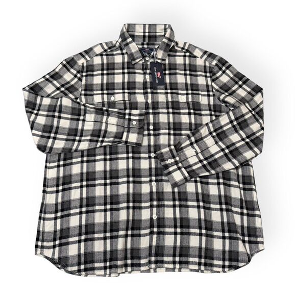 Vineyard Vines Men's Plaid Herringbone Flannel Long Sleeve Button Down Shirt XXL - Picture 1 of 6